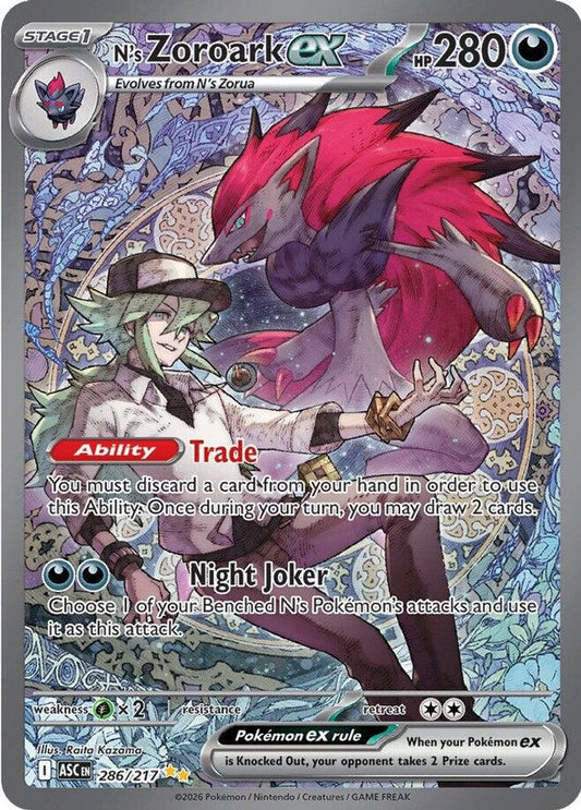 N's Zoroark ex 286/217 Special Illustration Rare Ascended Heroes Pokemon Holo NM