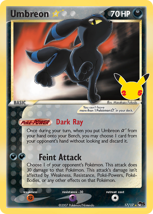 Umbreon Star 17/17 Celebrations: Classic Collection Pokemon NM