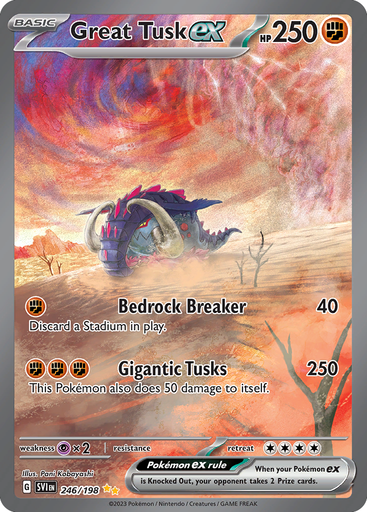 Great Tusk ex 246/198 Special Illustration Rare Scarlet & Violet Pokemon NM