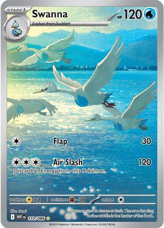 Swanna 110/086 Holo Illustration Rare White Flare Pokemon Near Mint