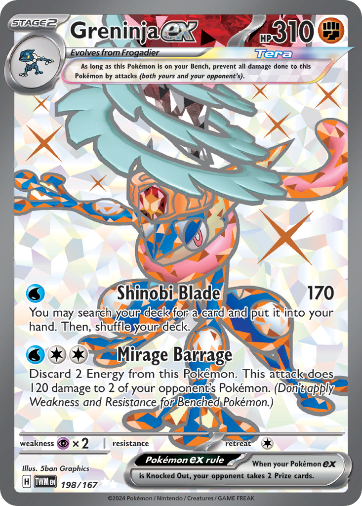 Greninja ex 198/167 Ultra Rare Twilight Masquerade Pokemon Near Mint