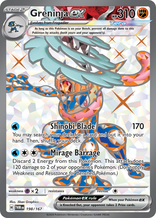 Greninja ex 198/167 Ultra Rare Twilight Masquerade Pokemon Near Mint