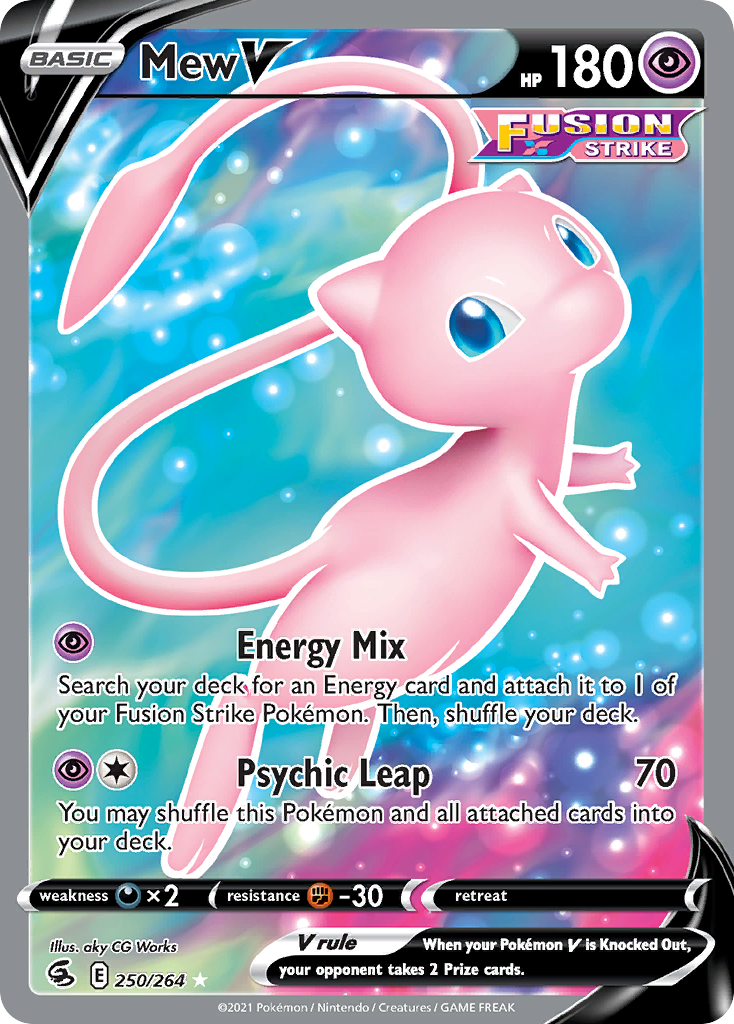 Mew V 250/264 Ultra Rare Fusion Strike Pokemon Holo Near Mint