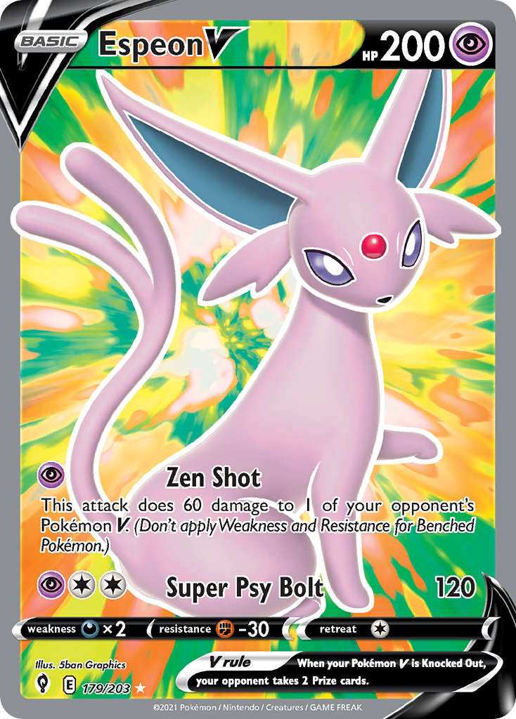 Espeon V 179/203 Ultra Rare Evolving Skies Pokemon Near Mint