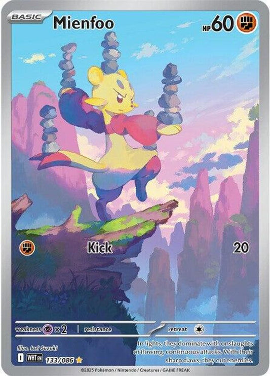 Mienfoo 133/086 Illustration Rare White Flare Pokemon Holo Near Mint