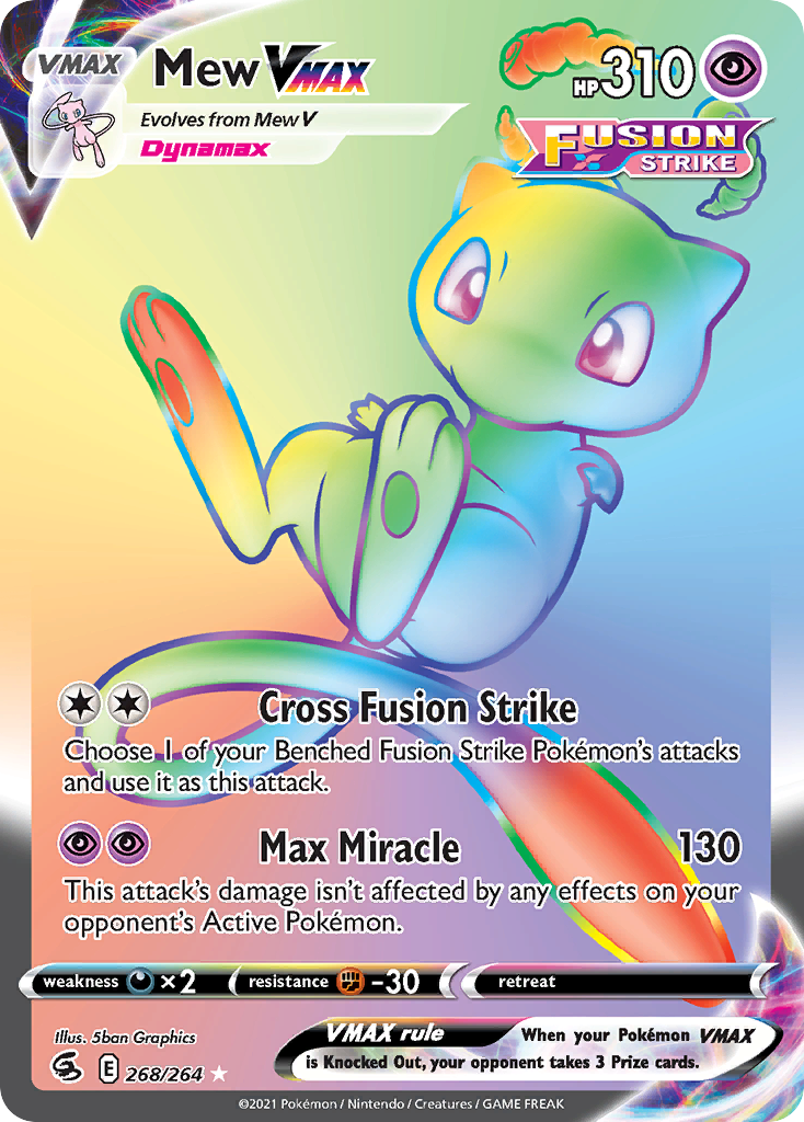 Mew VMAX 268/264 Rainbow Rare Fusion Strike Pokemon Near Mint