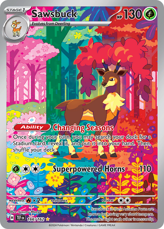 Sawsbuck 166/162 Illustration Rare Temporal Forces Pokemon Holo Near Mint