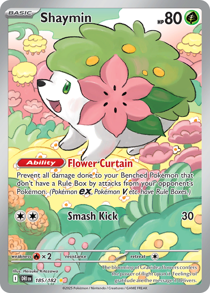 Shaymin 185/182 Illustration Rare Destined Rivals Pokemon Near Mint