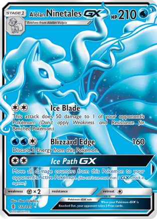 Alolan Ninetales GX (Full Art) 132/145 Holo Guardians Rising Pokemon NM