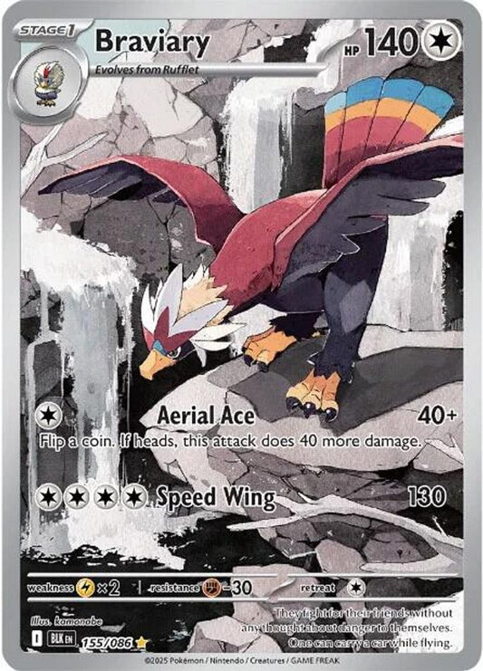 Braviary 155/086 Holo Illustration Rare Black Bolt Pokemon Near Mint