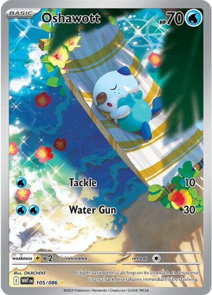 Oshawott 105/086 Illustration Rare White Flare Pokemon Holo Near Mint