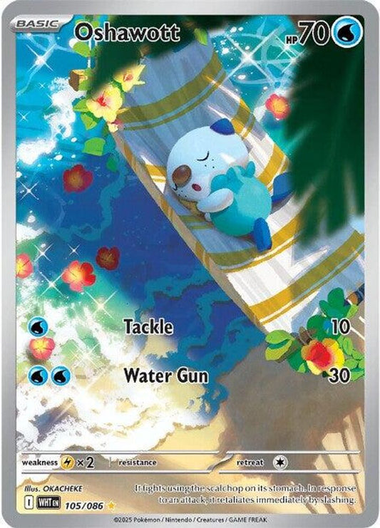 Oshawott 105/086 Illustration Rare White Flare Pokemon Holo Near Mint