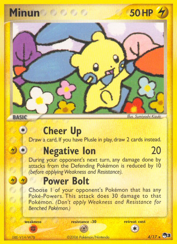 Minun 4/17 Rare POP Series 3 Pokemon Holo Near Mint