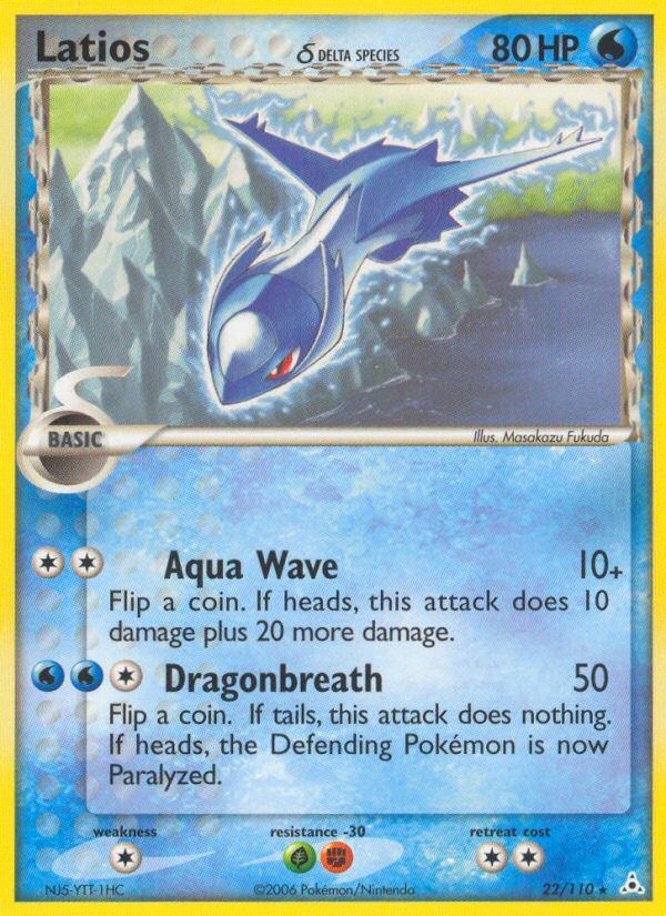 Latios 22/110 Rare Holon Phantoms Pokemon Reverse Holo Lightly Played