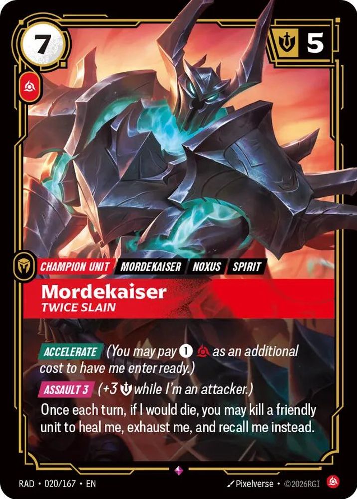 Mordekaiser, Twice Slain 020/167 Rare Radiance Riftbound Foil Near Mint