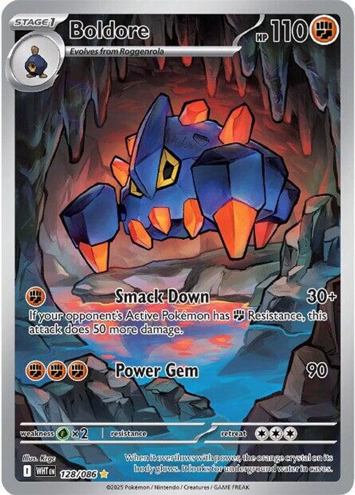 Boldore 128/086 Illustration Rare White Flare Pokemon Holo Near Mint