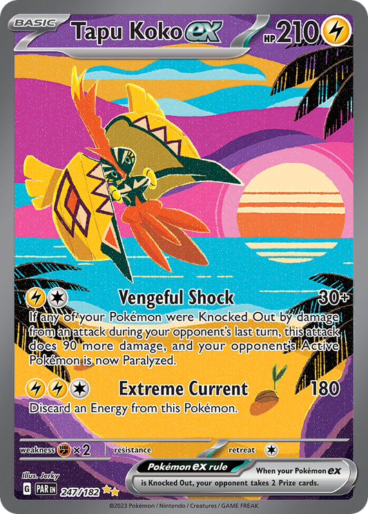 Tapu Koko ex 247/182 Special Illustration Rare Paradox Rift Pokemon Holo NM