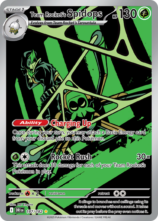 Team Rocket's Spidops 187/182 Illustration Rare Destined Rivals Pokemon Holo NM