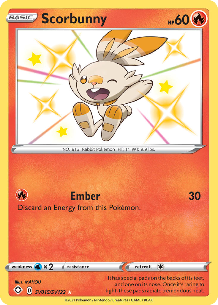 Scorbunny SV015/SV122 Shiny Rare Shining Fates Shiny Vault Pokemon Near Mint
