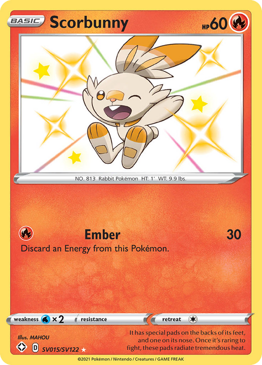 Scorbunny SV015/SV122 Shiny Rare Shining Fates Shiny Vault Pokemon Near Mint