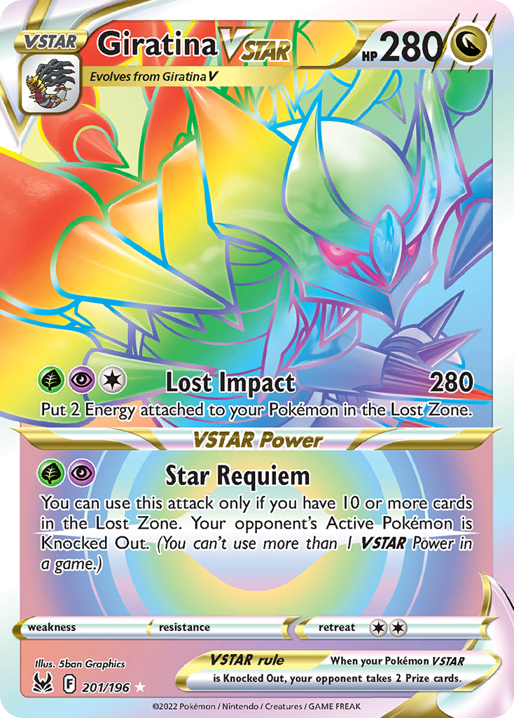 Giratina VSTAR 201/196 Rainbow Rare Lost Origin Pokemon Holo Near Mint