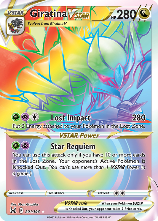 Giratina VSTAR 201/196 Rainbow Rare Lost Origin Pokemon Holo Near Mint