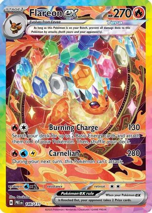 Flareon ex 146/131 Holo Prismatic Evolutions Pokemon Holo NM