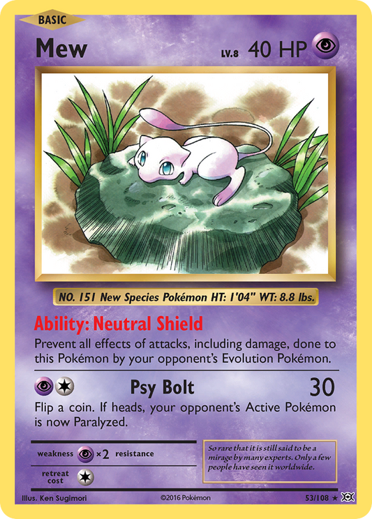 Mew 53/108 Holo Rare Evolutions Pokemon Near Mint