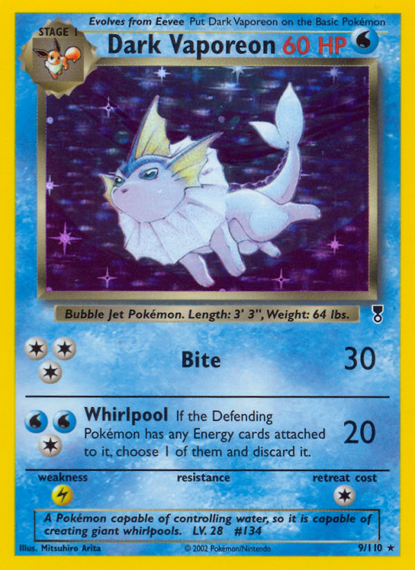 Dark Vaporeon 9/110 Holo Rare Legendary Collection Pokemon Heavily Played