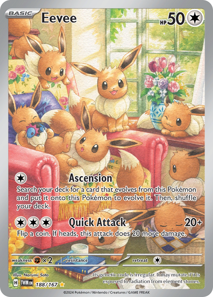 Eevee 188/167 Illustration Rare Twilight Masquerade Pokemon Holo Near Mint