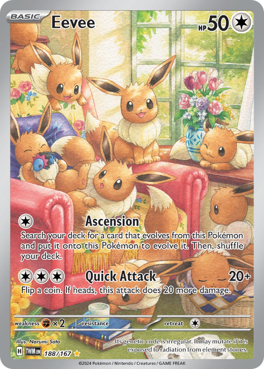 Eevee 188/167 Illustration Rare Twilight Masquerade Pokemon Holo Near Mint