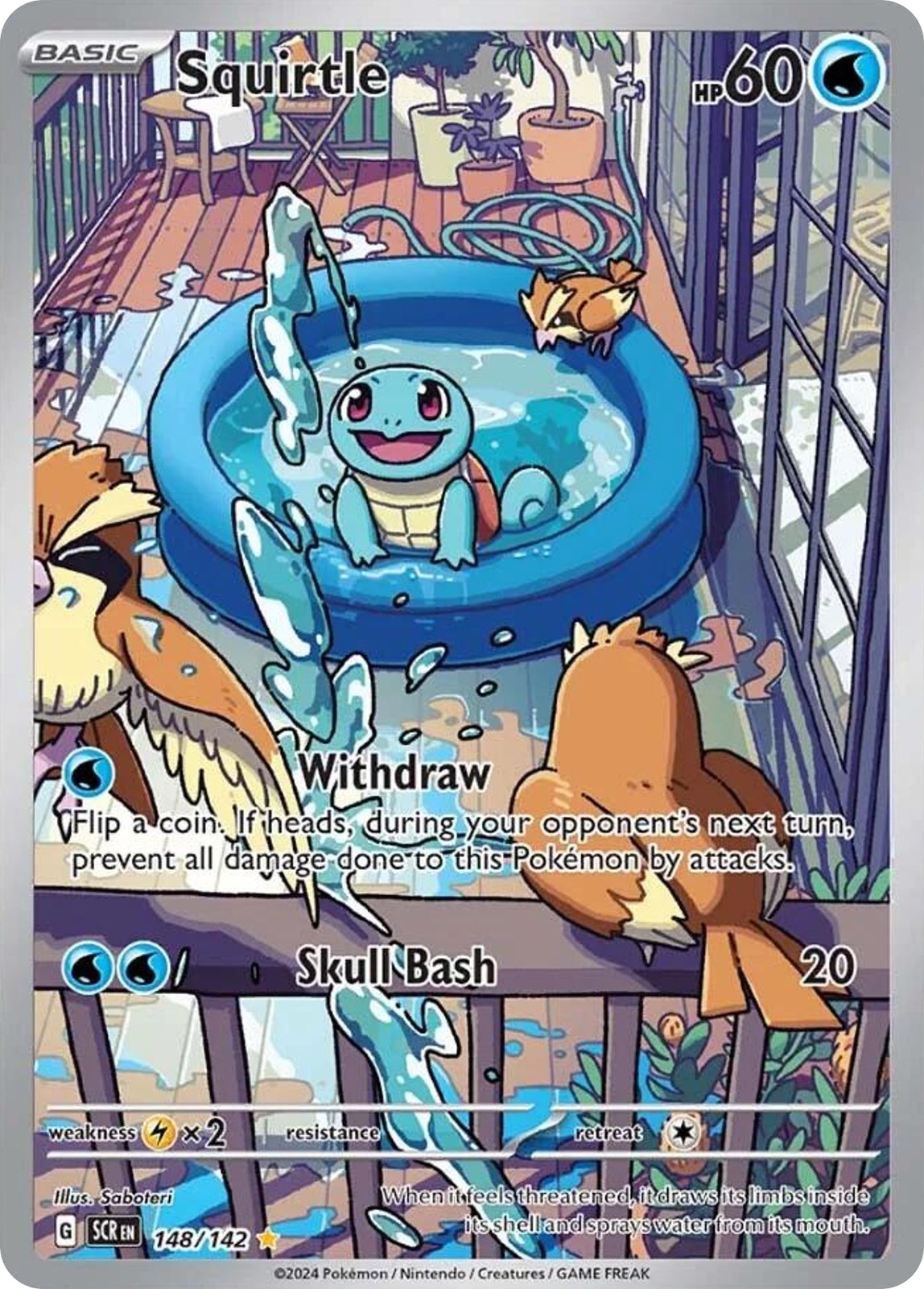 Squirtle 148/142 Illustration Rare Stellar Crown Pokemon Near Mint