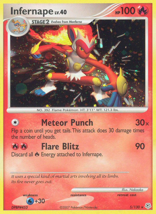 Infernape 5/130 Holo Rare Diamond & Pearl Pokemon Holo Damaged