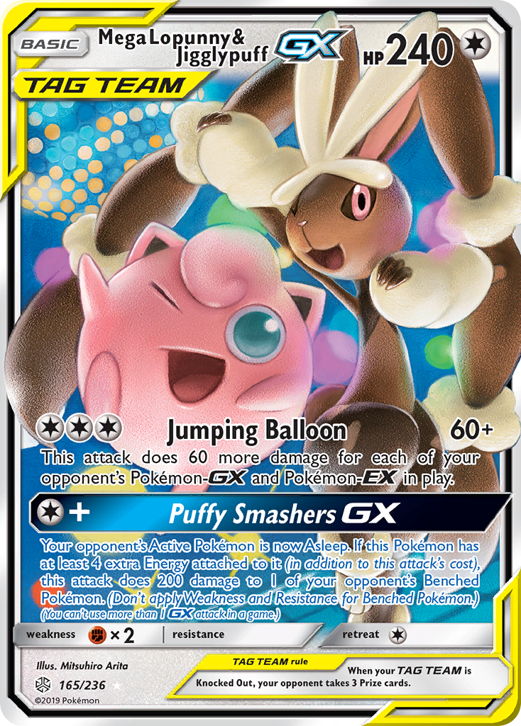 Mega Lopunny & Jigglypuff GX 165/236 Holo GX Rare Cosmic Eclipse Pokemon NM