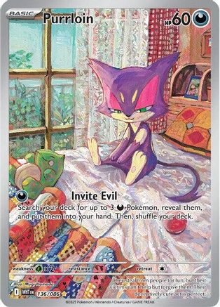 Purrloin 136/086 Illustration Rare White Flare Pokemon Near Mint