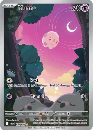 Munna 116/086 Holo Illustration Rare Black Bolt Pokemon Near Mint