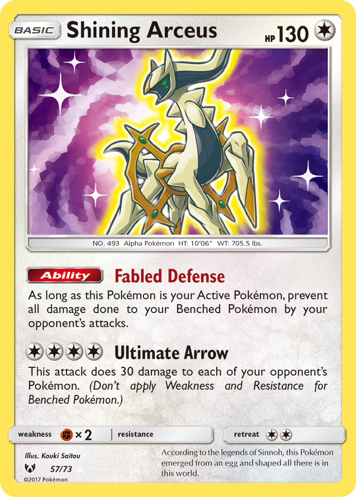 Shining Arceus 57/73 Rare Shining Shining Legends Pokemon Holo Near Mint