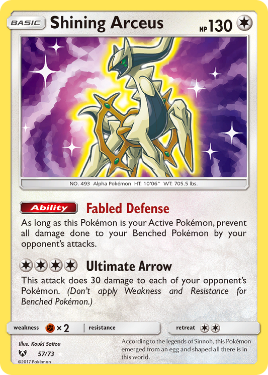 Shining Arceus 57/73 Rare Shining Shining Legends Pokemon Holo Near Mint