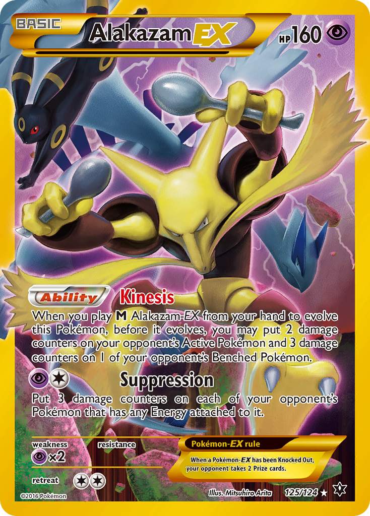 Alakazam EX 125/124 Secret Rare Fates Collide Pokemon Holo Near Mint