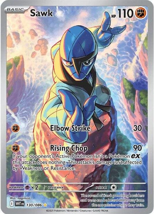 Sawk 130/086 Illustration Rare White Flare Pokemon Holo Near Mint
