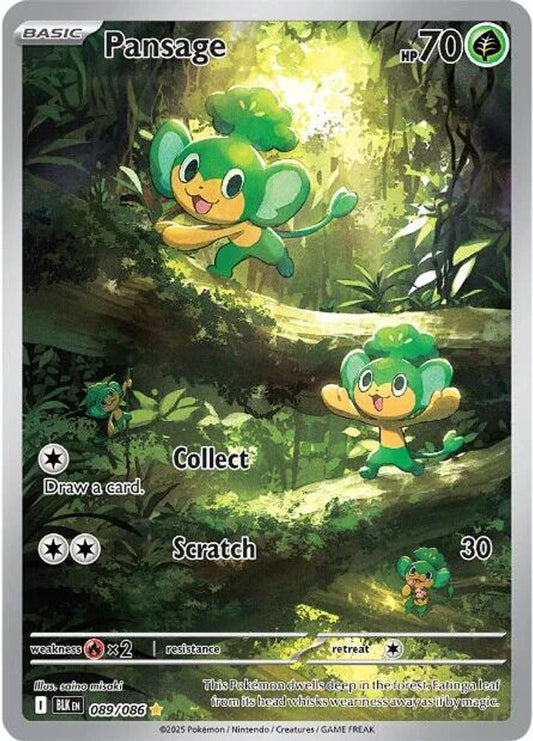 Pansage 089/086 Holo Illustration Rare Black Bolt Pokemon Near Mint