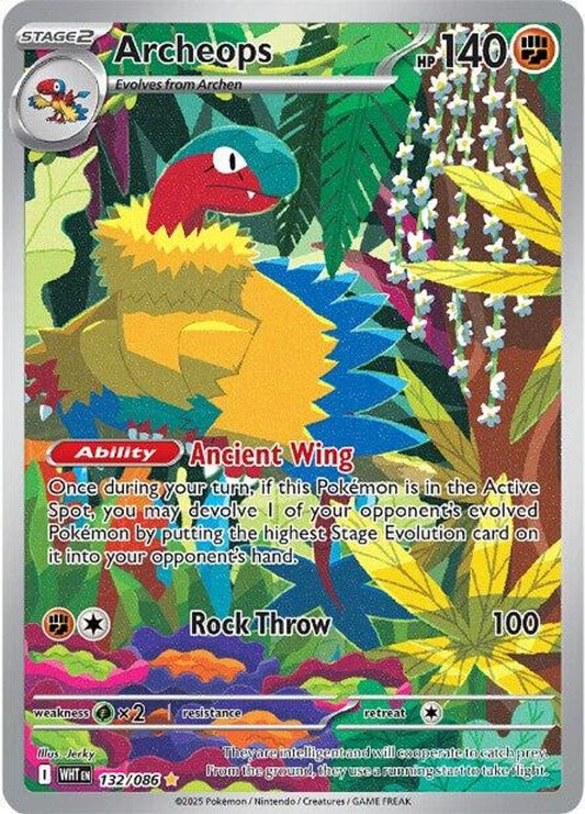 Archeops 132/086 Illustration Rare White Flare Pokemon Holo Near Mint