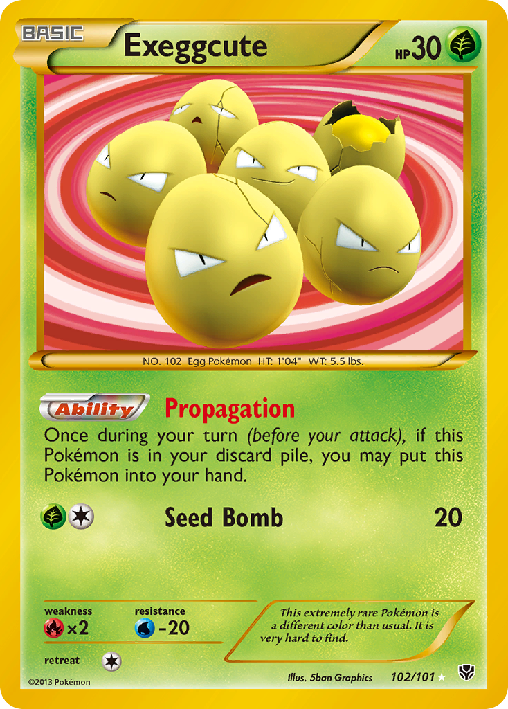 Exeggcute 102/101 Secret Rare Plasma Blast Pokemon Lightly Played