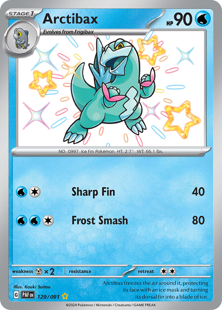 Arctibax 129/091 Shiny Rare Paldean Fates Pokemon Near Mint
