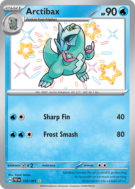 Arctibax 129/091 Shiny Rare Paldean Fates Pokemon Near Mint