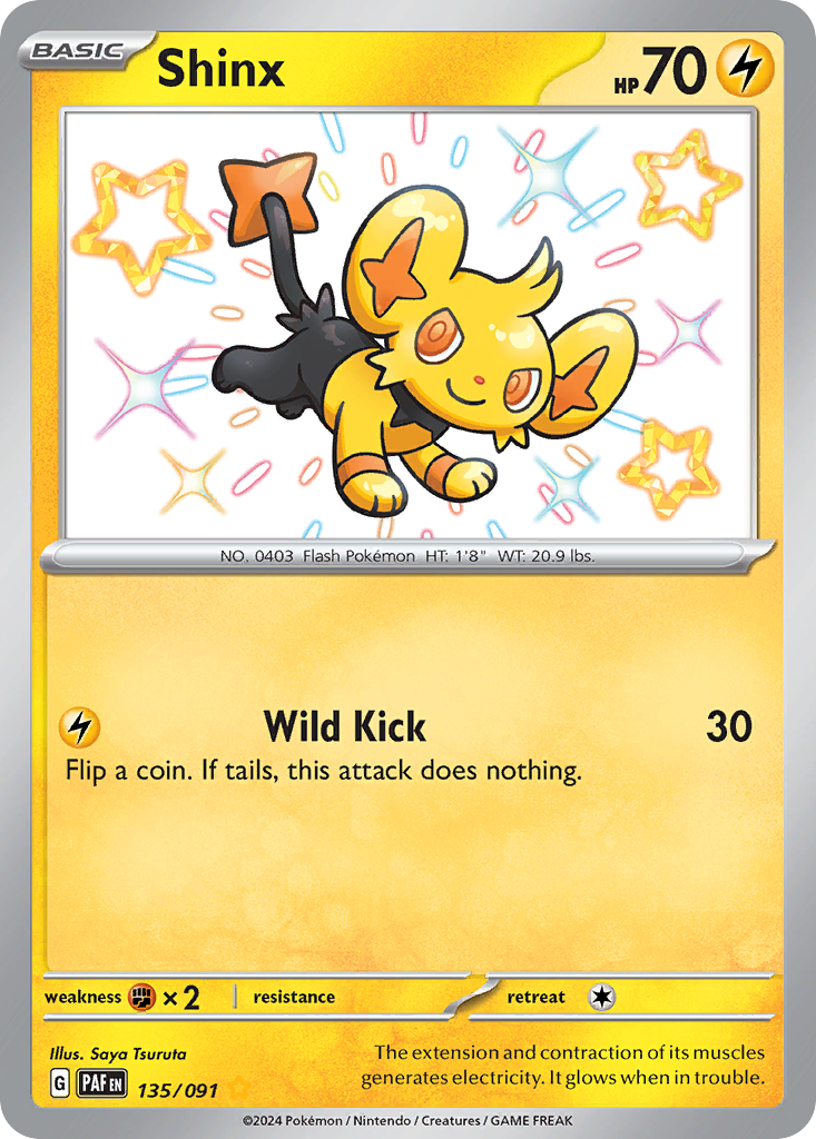 Shinx 135/091 Shiny Rare Paldean Fates Pokemon Near Mint