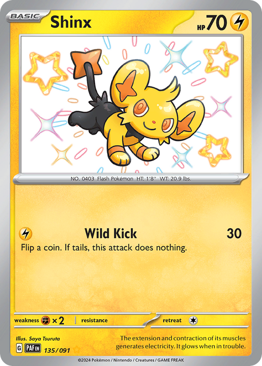 Shinx 135/091 Shiny Rare Paldean Fates Pokemon Near Mint