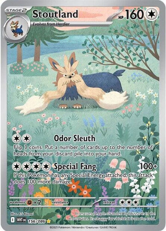Stoutland 156/086 Illustration Rare White Flare Pokemon Holo Near Mint