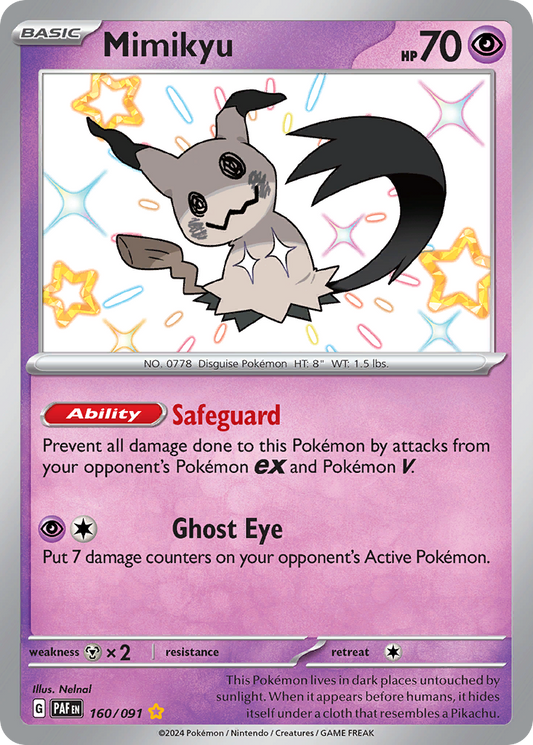 Mimikyu 160/091 Shiny Rare Paldean Fates Pokemon Holo Near Mint