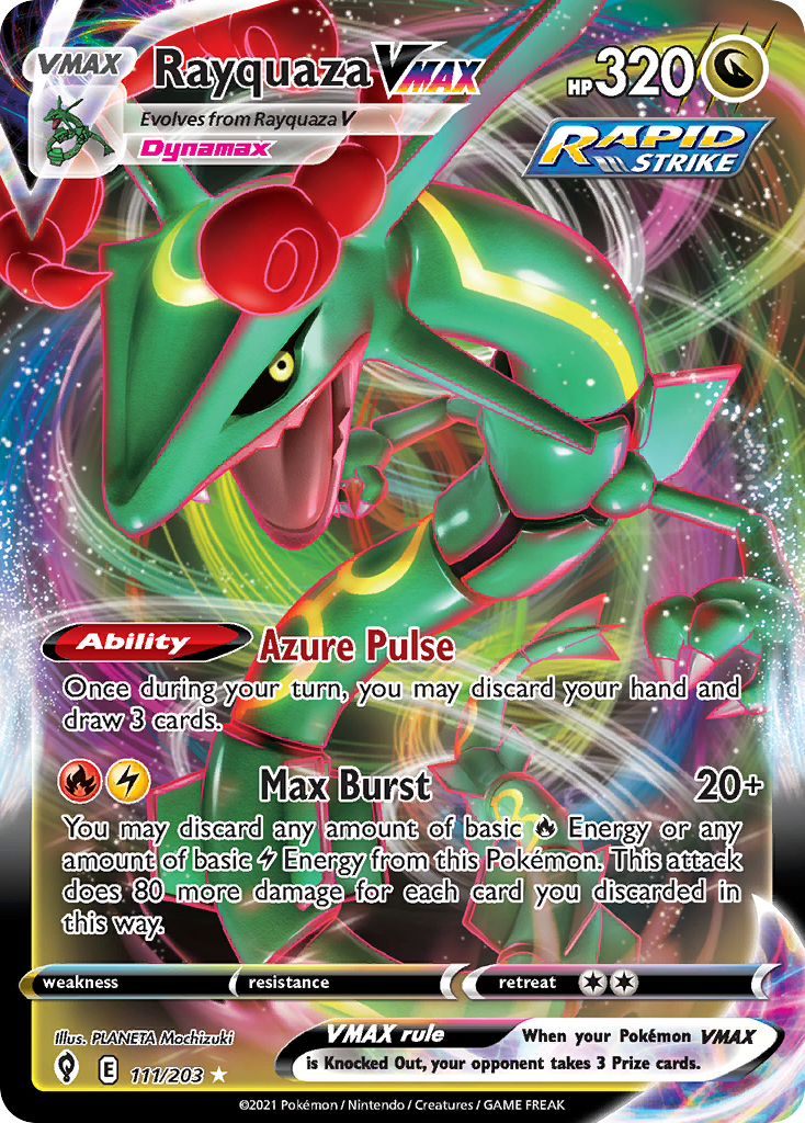 Rayquaza VMAX 111/203 Holo VMAX Rare Evolving Skies Pokemon Near Mint